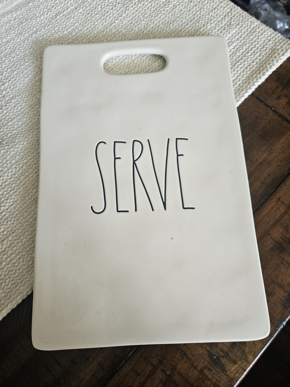 Rae DUNN White 'SERVE' Ceramic Serving Board